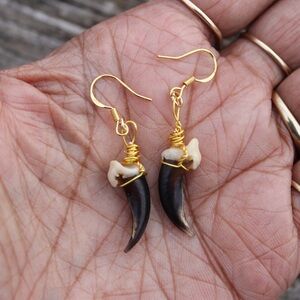 Elegant Gold and Black Horn Earrings